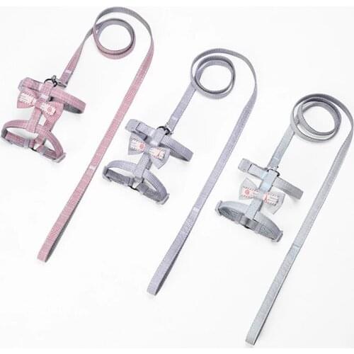Bow Pet Leashes Chest Cute Hot Adjustable Harness Cute Bow Cats Rabbit Small Dog Leashes Walk Strap Collars