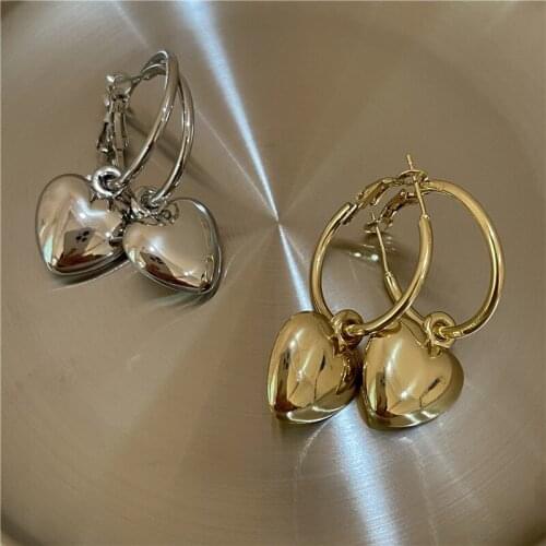 Simple Smooth Face Fat Heart Earrings 2021 New Korean Fashion Womens Earrings Sweet Romantic Girl Jewelry Birthday Gift