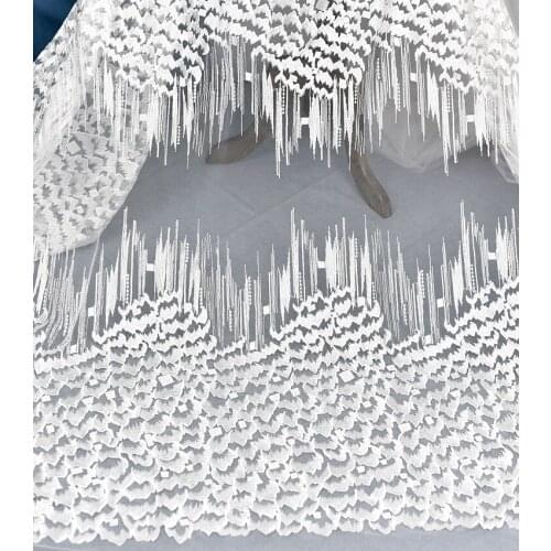 Quality130*100cm bilateral symmetry wavetessel embroidery lace fabric Wedding Dress Tulle Skirt Material fabrics for patchwork