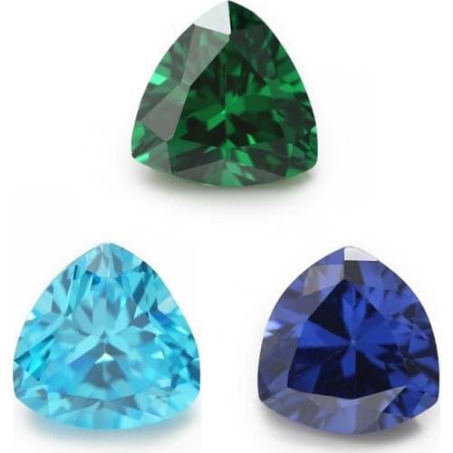 Size 3x3mm~12x12mm AAAAA Trillion Shape Blue Green SeaBlue Synthetic Cubic Zirconia Stones White CZ Gems