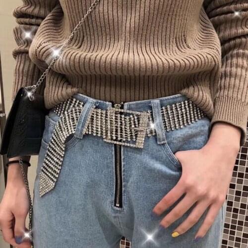 Fashion New Womens Rivet Belts Lady Metal Buckle Wide Metal Rivet Belt Clothing Accessories Super flash Rhinestone Waist chain