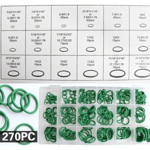 270 Pcs Air Conditioning Rubber O Ring O-Ring Washer Seals Watertightness Assortment Different Size with Plactic Box Kit Set