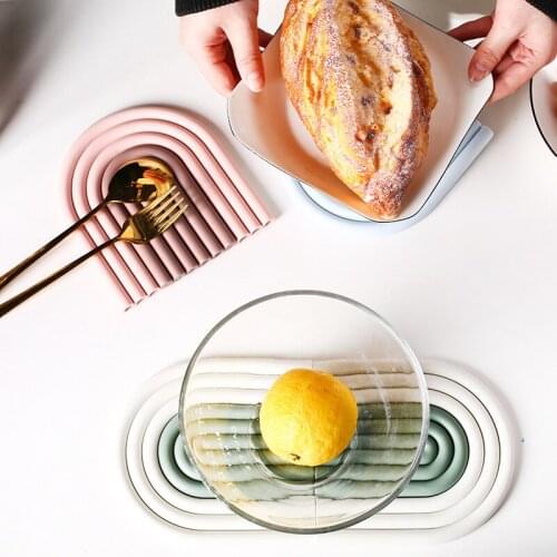 Silicone Removable Rainbow Mats & Pads Coasters Insulation Pads Cup Mat Plate Non Slip Placemat Home Decor Kitchen Accessories
