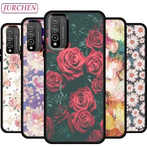 JURCHEN Silicone Phone Case For Huawei Honor 30 Lite Cute Cartoon Cat Flower Pattern For Honor 30 Lite 6.50" TPU Thin Back Cover