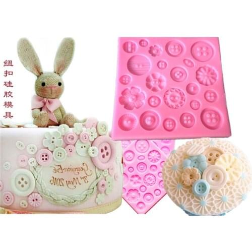 Cute BornIsKing Button Shape Silicone Mold DIY Button Shaped Chocolate Fondant Mold Silicone Mould Cake Decor Tool Lace Mat