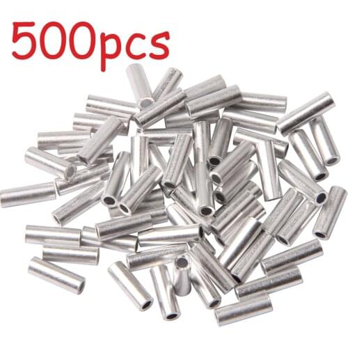 500pcs/lot Fishing Connector Single Aluminum Tube and Flat Aluminum Crimp Sleeves Fishing Line Tube Connectors Fishing Tackle #2