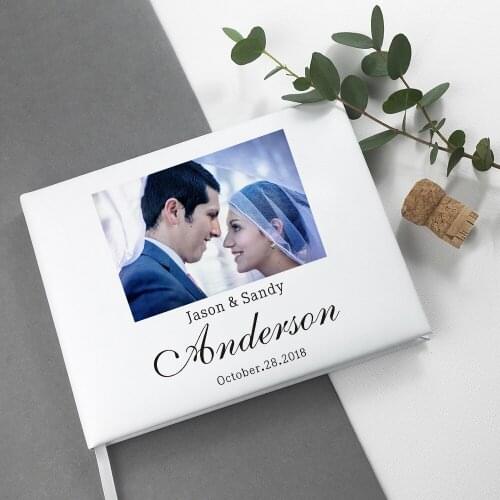 Wedding Guest Book with photo,Personalized Guest Book,Custom Bride and Groom Name,Custom Photo Album Book,Unique Wedding Gift