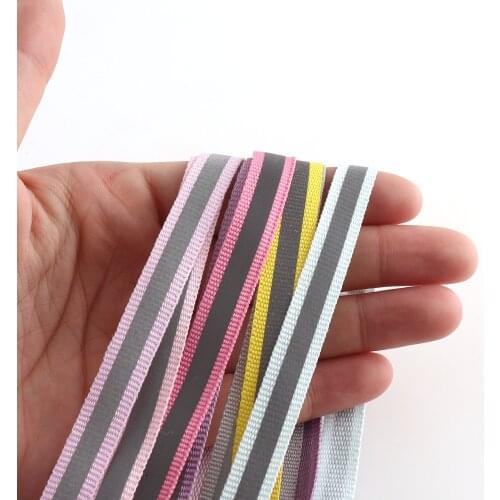 10mm width Reflector tape stripe ribbon available in 9 colors Double Stripe Cotton Blend Ribbon for garment bag clothes 5 yards