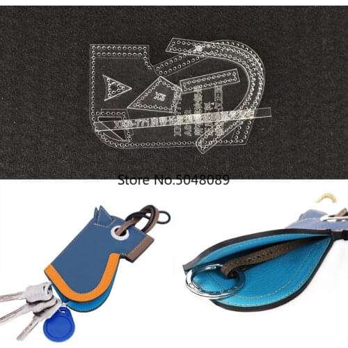 DIY Leather Craft Horse Acrylic Pattern Stencil Template Key Ring Sewing Tool for Leathercraft Tool Set 11.5X7CM