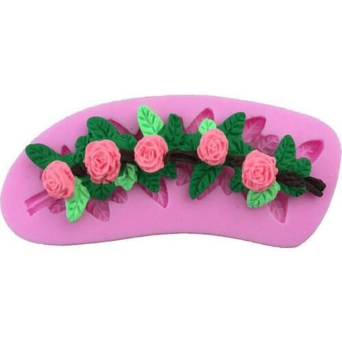 High Quality Rose Bouquet Flower Vine Shape Fondant Mold Silicone Sugarcraft Candy Cake Decorating Border Trim Bakeware Mould