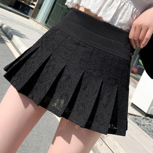 Y2K skirts womens Stripe black Pleated Skirts Tank Cute Sweet Girls School skirt Lace lace up Mini goth gloves Skirt lace