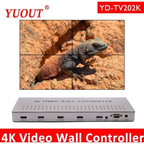 YUOUT YD-TV202K 4K HDMI 2x2 Video Wall Controller HDMI processor 4TV shows a screen splicing For LED/LCD Display Edge shieldin