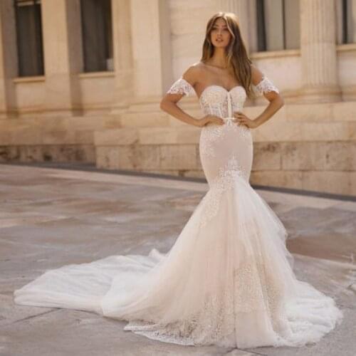 Eightree Lace Mermaid Wedding Dresses For Women Elegant Ivory Strapless Backless Long Bridal Dress Court Train Bride Custom Size