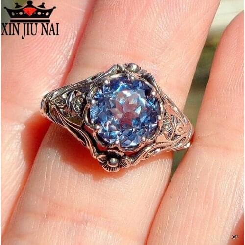 2018 New Arrival Mystery Rainbow Ring Female Hollow Flower Ring Fashion 925 Silver Wedding Engagement Rings For Women