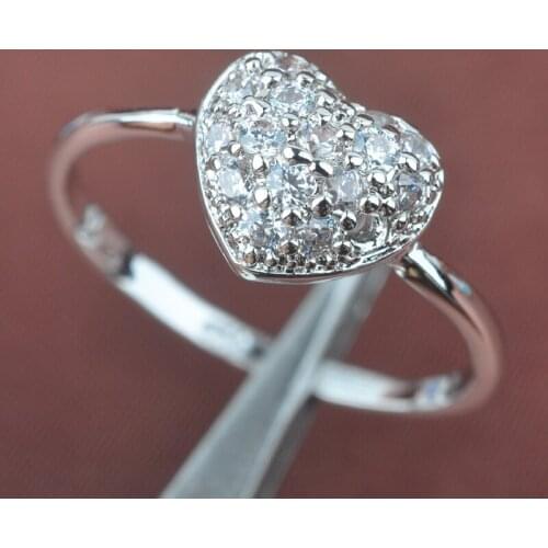 Heart Design White Cubic Zirconia Zircon Silver Plated For Women Jewelry Rings Free Shipping Size 6 7 8 9 SA046