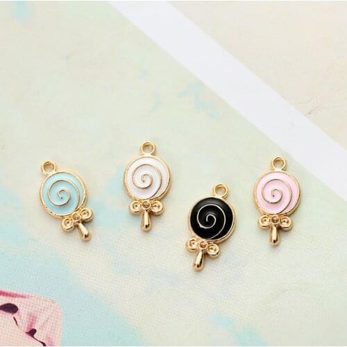10pcs/lot Enamel Charms Lovely Candy Lollipop Charms Alloy Lolly Pendants Bracelets Accessories DIY Jewelry Making Finding YZ009