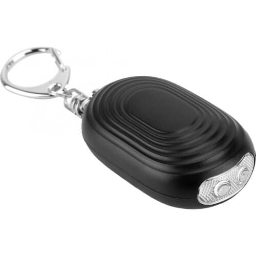 2 In 1 Mini LED Flashlight Safety Personal Alarm for Women Portable Chain Black Personal Alarm