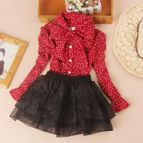 2019 Long Sleeve White Red School Girl Tops Kids Shirts Baby Toddler Teenage Clothes Girls Blouse Autumn 6 8 10 12 Years JW4245A