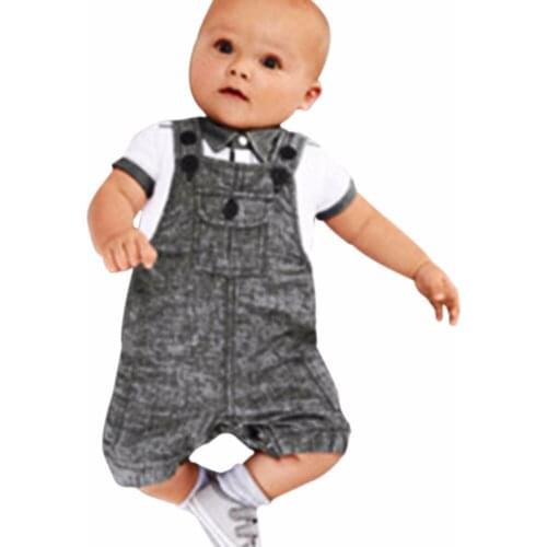 2021 summer style baby clothing set fashion Infant Gentleman style Short sleeves T-shirt+Overalls 2pcs newborn baby boy clothes