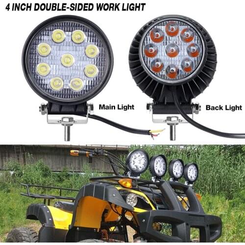 4 Inch Work Light Double-sided LED Lamp Driving Light Warning Light 27W 18W White Yellow Red Light 12V For Auto Offroad ATV UTV