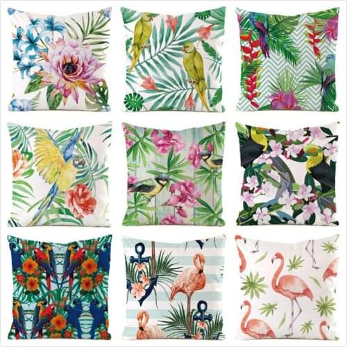 45cm*45cm Tropical Style Inimitated Silk Fabric Throw Pillow Covers Couch Cushion Cover Home Decorative Pillows Pillow Case