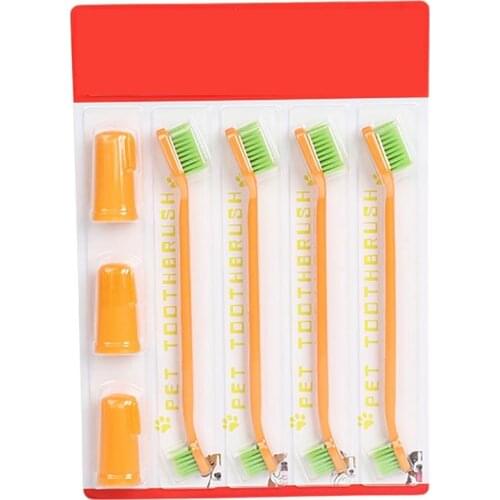 7PCS Pet Teethbrush Puppy Dental Brush Dual-Head Dog Toothbrushes Cat Finger Toothbrushes Pet Oral Cleaning Care Supplies