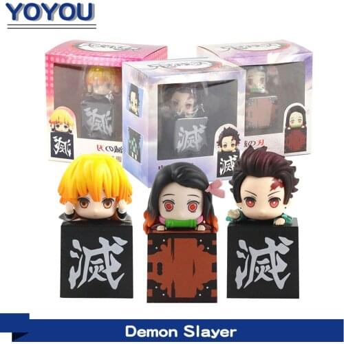 9cm Anime Model Demon Slayer Q.ver Tanjirou Nezuko Zenitsu Kimetsu no Yaiba Demon Slayer Action Figure Tanjirou Nezuko Toys Gift