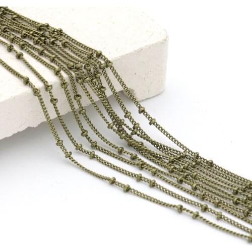 5 Meter Antique Bronze Color Double Beads Copper Metal Chain For Making Jewelry Findings Necklace Bracelet Diy Accessories