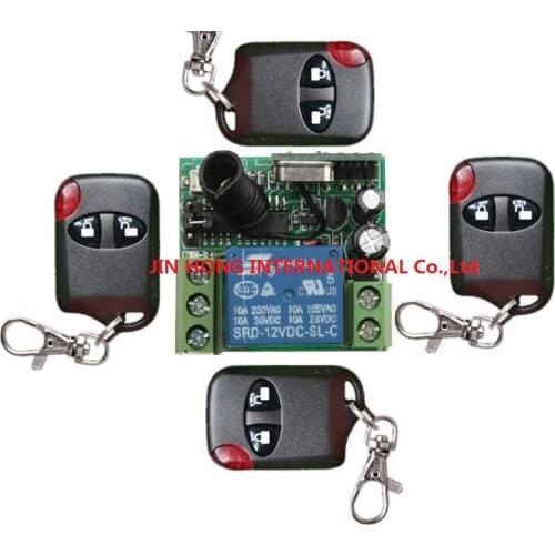 DC12V 1CH 1 x Receiver + 4x Transmitter Wireless Remote Controll System For Access/door System 315 or 433MHZ free shipping