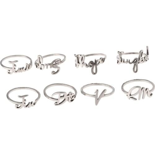 Kpop Bangtan Boys Name Logo Ring Silver color JHOPE V JIMIN JUNG KOOK RM JIN SUGA Jewelry