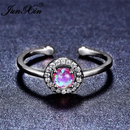 Delicate Rainbow Blue White Purple Fire Opal Rings For Women Open Adjustable Ring Wedding Bands Rose Gold Engagement Ring