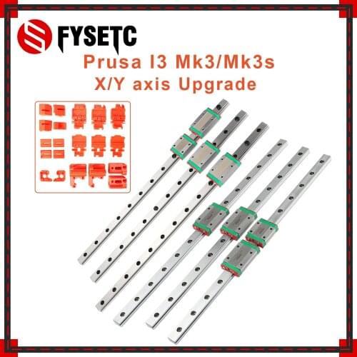 FYSETC HIWIN X-axis Y-axis Linear Rail Guide MGN12 for Prusa Mk3s 3D Printer with Slide Block Upgrade Kit