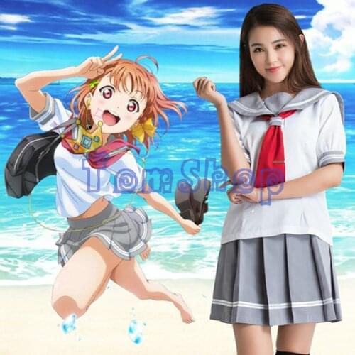 Love Live! Sunshine!! Aqours Takami Chika School Uniform Anime Cosplay Dress Girls Halloween Costumes