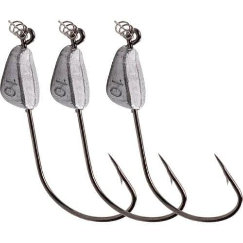 MAGBLUE 5pcs Leaded crank hook Tumbler Anti-hanging Grass Barbed hooks Locking pin with spring Fishing Accessories