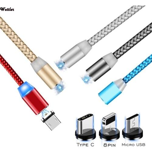 Magnetic Cable lighting 2.4A Fast Charge Micro USB Cable Type C Magnet Charger 1M Braided Phone Cable for iPhone Xs Samsung Wire