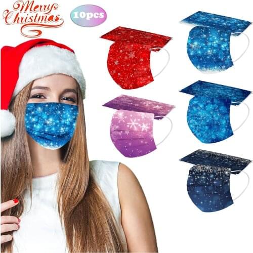 10pc Breathable Adult Face Mask Wrap Skin Care masque mondkapjes Christmas Masks Cover Non-woven 3 Layers maske masker mondkapje