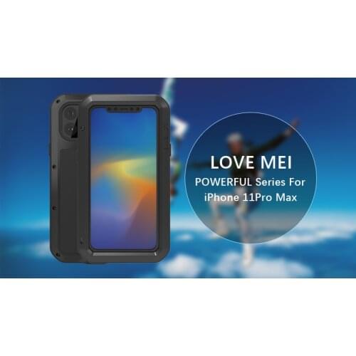Love Mei Metal Case For iPhone 11/iPhone 11 Pro/iPhone 11 Pro Max Powerful Shockproof Waterproof Armor Cover Gorilla Glass Film