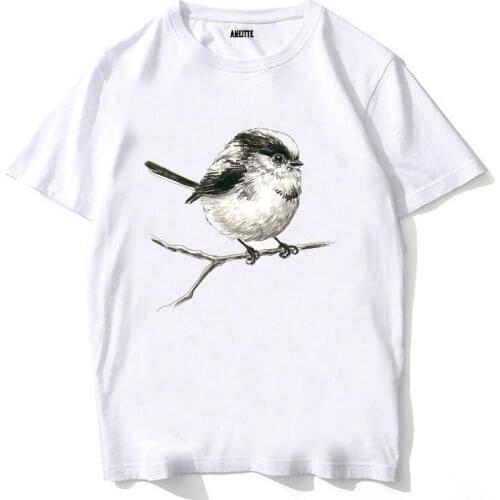 2021 Retro Fashion Summer Men T-Shirt Funny Tit Print T-Shirt Cute Bird Design Boy Casual Tops Hip Hop Style Tees Short Sleeve