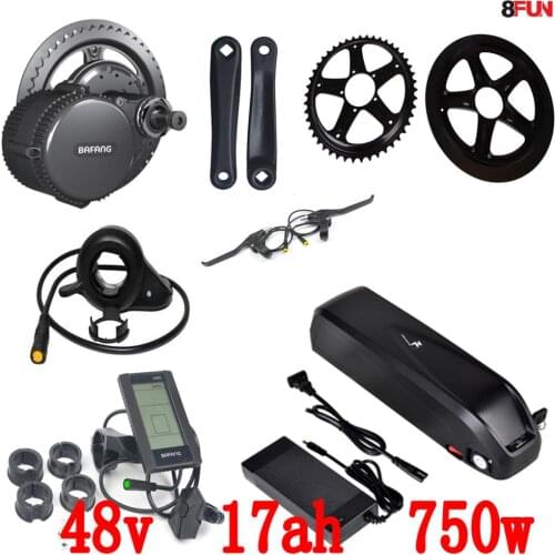 Free Shipping BBS02 Bafang/8fun 48V 750W Mid Drive Electric Motor Kits Configuration 48V 17Ah Li-ion Down tube Ebike Battery