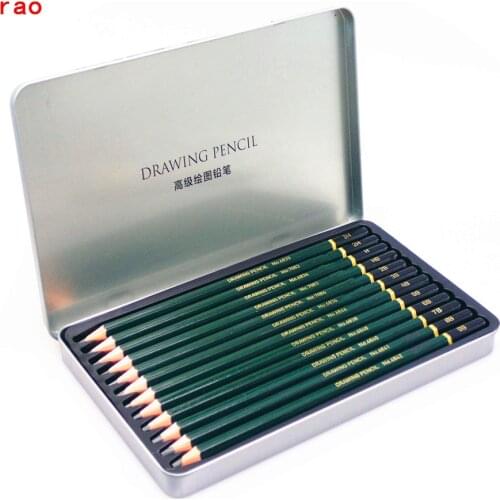 Advanced 12pcs Standard pencil 3H-9B stationey Sketch Drawing painting Pencil Non-toxic Pencils for Office Art supplies