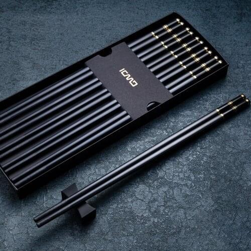 10 pairs of high-end gift box set chopsticks household refined Chinese alloy chopsticks resistant to high temperature