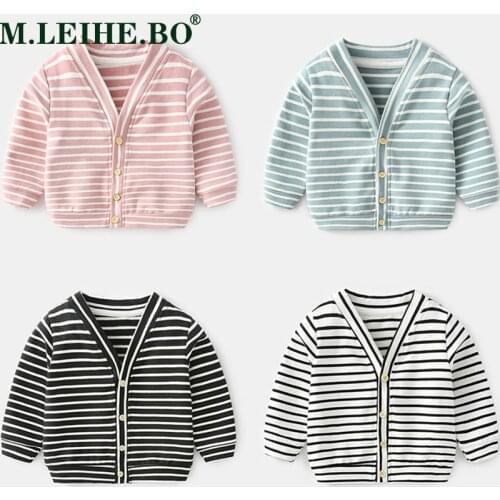 New Baby Toddler Infant Boys Girls Clothes Cute Sweatshirts Stripe Coat Spring Unisex Coat Outerwear Jacket Kids Cute Coats 1-5Y