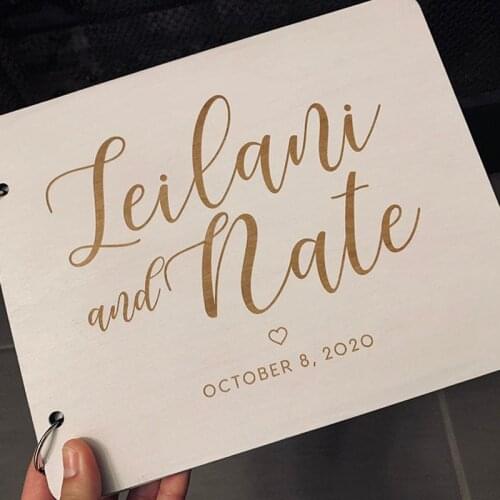 Personalized Wedding Anniversary Album Wood Wedding Signature Guest Book Custom Party Decor Favor