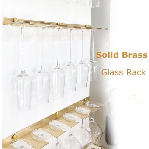 Glass Holder Shelf Hanger Goblet Rack Wine Rack Liquor Shelf Hanging Brass Wall Bracket Gold