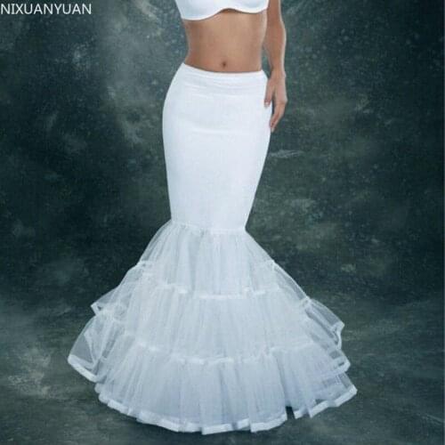 Lycra Tulle White Mermaid Trumpet Style Wedding Gown Petticoat Crinoline Slip