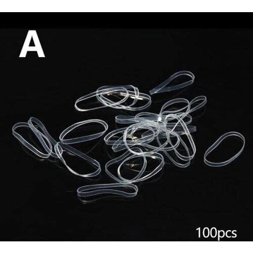 100pcs Transparent Hair Bands Ponytail Holder Elastic Rubber Bands Rope Ties for Women Bridal Girl Hair Stying Findings
