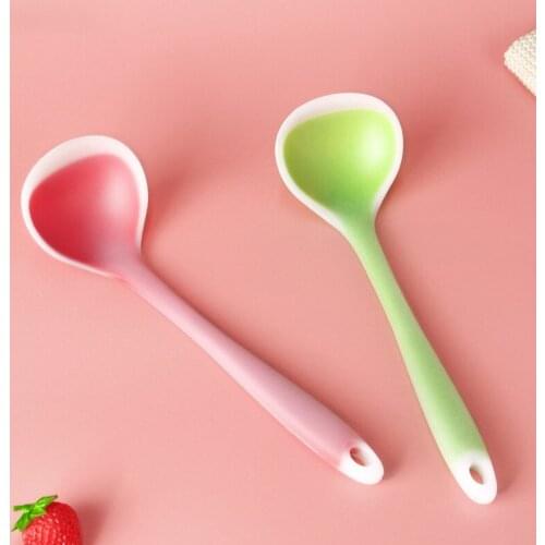 Long Handle Silicone Soup Spoon Heat Resistant Porridge Spoon Rice Ladles Cooking Tools Nonstick Kitchen Dinner Spoon Supplies