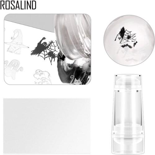 ROSALIND Silicone Nail Stamper Kit Transparent Double Head Nail Stampers With Scraper For Nail Polish Transfering Nail Art Tools