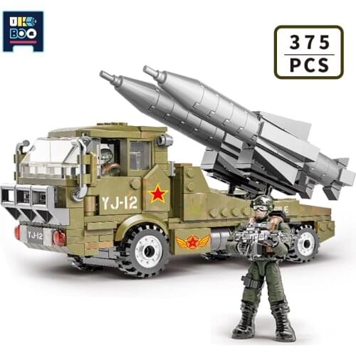 UKBOO 375PCS YJ-12 Anti-Ship Missile Car Model Building Blocks Army Weapon Battle Vehicle Soldier Figure Bricks Toy for Children