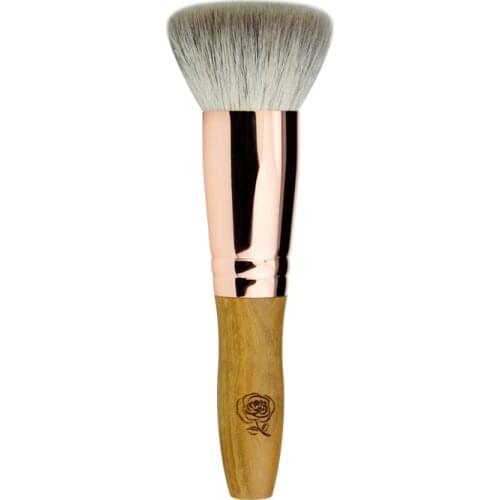 V02 Professional Handmade Makeup Brush Soft Blue Fox Goat Hair Flat Top Face Powder Foundation Brush Verawood Make Up Brushes